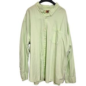 The Foundry Supply Co. Light Green Casual Button Down Shirt, Big & Tall 4XL